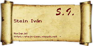 Stein Iván névjegykártya
